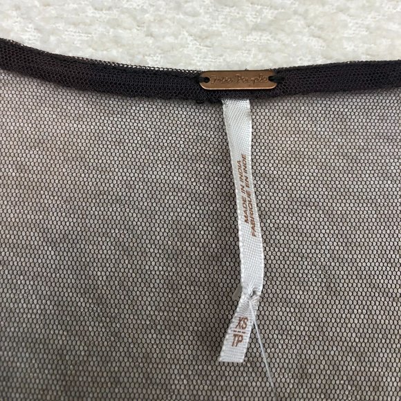 Free People Mini Slip Dress Sheer Scoop Full Beaded Sz XS Charcoal New With Tags - Picture 3 of 9